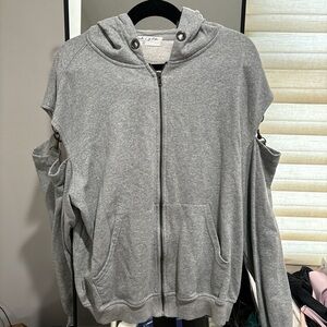 Grey Zip Up Hoodie (Cold Shoulder)